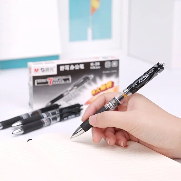 12 pcs M&G K-35 0.5mm Roller Gel Pen Retractable Smooth Writing Black New in Box - Picture 1 of 10